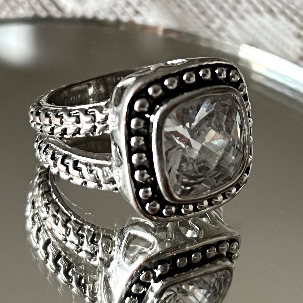 🩶 Large Cushion Cut CZ Ring 6